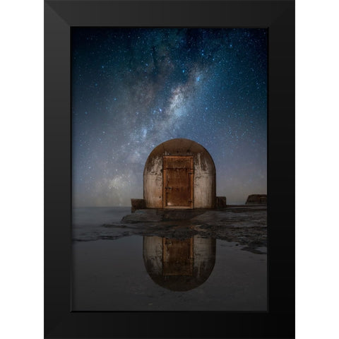 Lonely Hut Black Modern Wood Framed Art Print by Zhu, Jingshu
