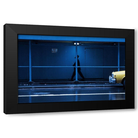Yellow Car-From The Series Qnew York Bluesq Black Modern Wood Framed Art Print by Matthes, Dieter