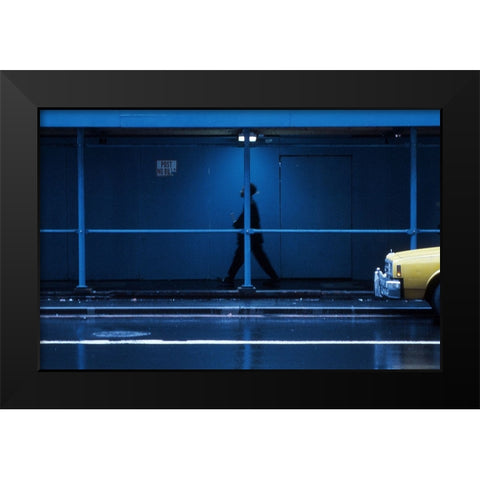 Yellow Car-From The Series Qnew York Bluesq Black Modern Wood Framed Art Print by Matthes, Dieter