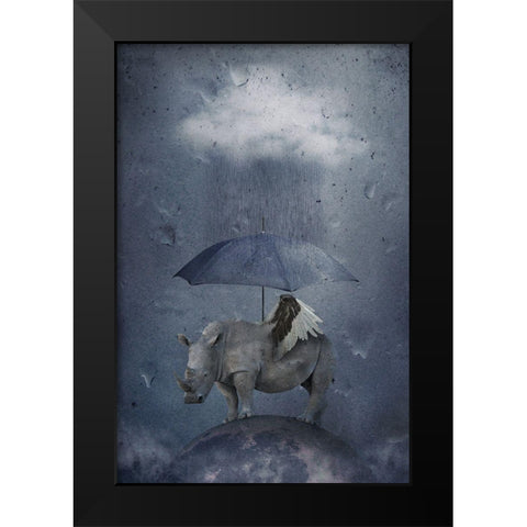 Under The Rain Black Modern Wood Framed Art Print by Vekemans, Muriel