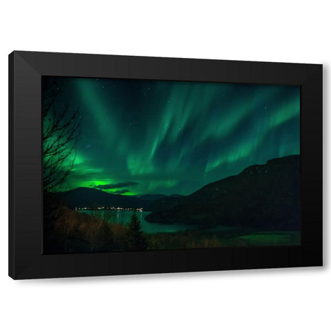 The Green Gold Black Modern Wood Framed Art Print by Caroline Stroksnes, Mette