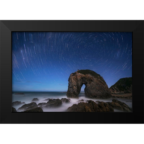 Horse Head Rock Black Modern Wood Framed Art Print by Zhu, Jingshu