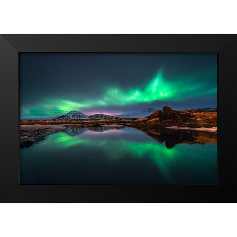 Mirrored Aurora Black Modern Wood Framed Art Print by Auf Dem, Andrea