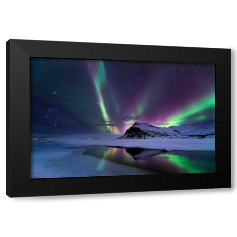 Northern Lights Reflection Black Modern Wood Framed Art Print by Auf Dem, Andrea