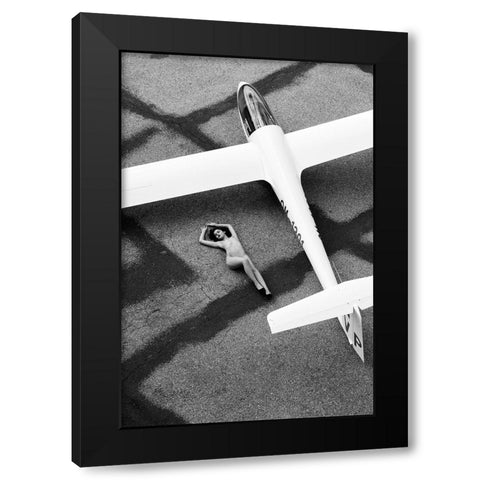 On The Airport Black Modern Wood Framed Art Print with Double Matting by Blasko, Jan