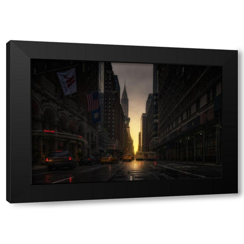 Manhattanhenge Black Modern Wood Framed Art Print by Martin Castan, David