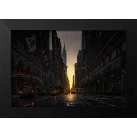 Manhattanhenge Black Modern Wood Framed Art Print by Martin Castan, David