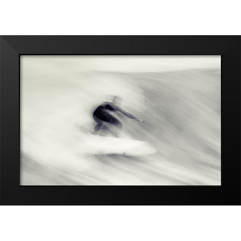 Surfing Impressions Black Modern Wood Framed Art Print by Swapnil