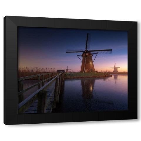 Kinderdijk 2 Black Modern Wood Framed Art Print with Double Matting by Pablo De, Juan