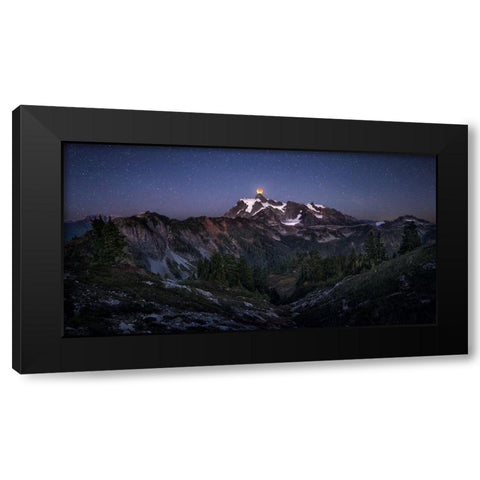 Blood Moon Over Mt. Shuksan Black Modern Wood Framed Art Print with Double Matting by Zhang, Joshua