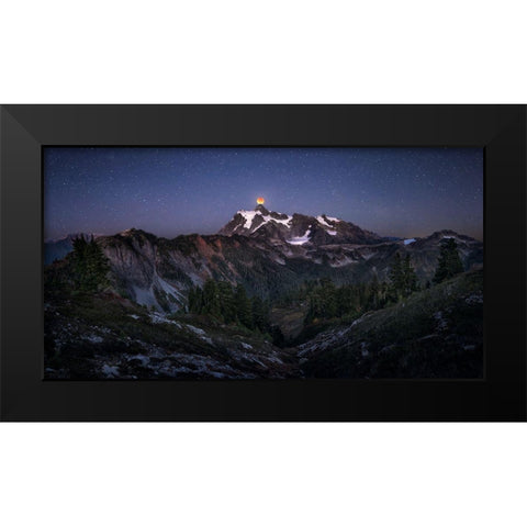 Blood Moon Over Mt. Shuksan Black Modern Wood Framed Art Print by Zhang, Joshua