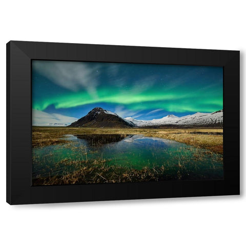 The Green Dancer Black Modern Wood Framed Art Print with Double Matting by Moreno, Miguel