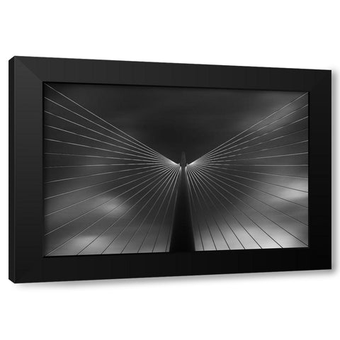 Angel In Black And White Black Modern Wood Framed Art Print with Double Matting by Ferrero, Ivan