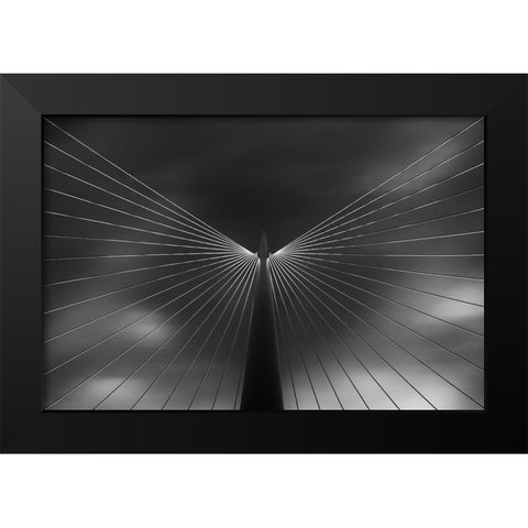 Angel In Black And White Black Modern Wood Framed Art Print by Ferrero, Ivan