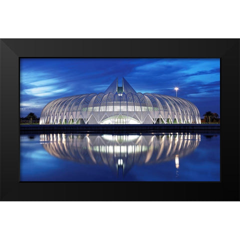 Polytechnic University Of Florida At Night Black Modern Wood Framed Art Print by Fleckenstein, Martin