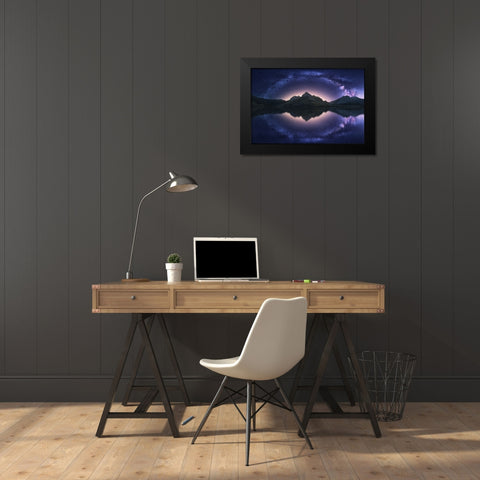 Celestial Illusion Black Modern Wood Framed Art Print by F. Turienzo, Carlos