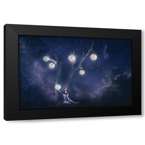 Planet Holder Black Modern Wood Framed Art Print with Double Matting by Loza, Evgeny