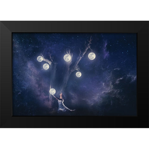 Planet Holder Black Modern Wood Framed Art Print by Loza, Evgeny