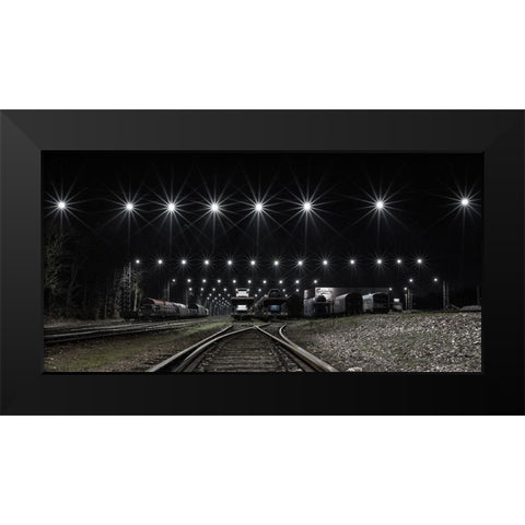 Train Stars Black Modern Wood Framed Art Print by Londal, Leif