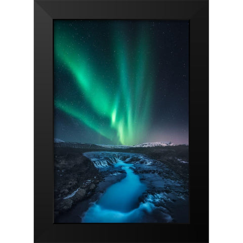 Green Vs Blue Black Modern Wood Framed Art Print by F. Turienzo, Carlos