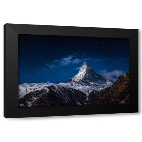 Full Moon At Matterhorn Black Modern Wood Framed Art Print with Double Matting by Gonzalez Vera, Jesus