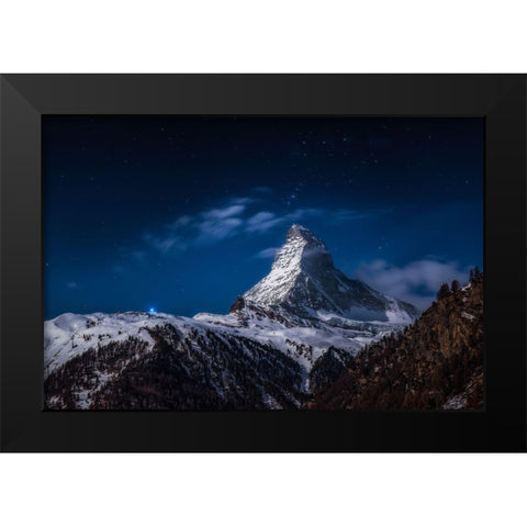 Full Moon At Matterhorn Black Modern Wood Framed Art Print by Gonzalez Vera, Jesus