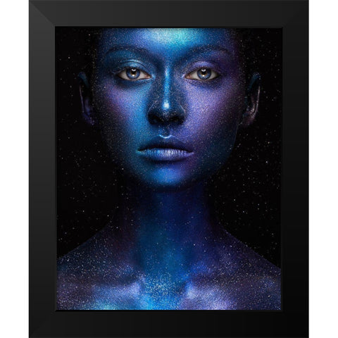 Galaxy Black Modern Wood Framed Art Print by Malikov, Alex