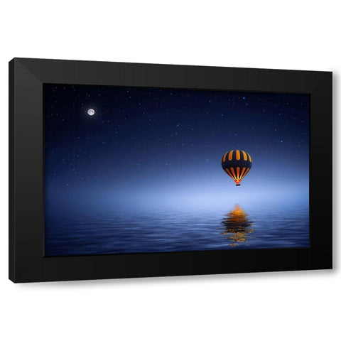 Air Ballon Black Modern Wood Framed Art Print by Hamiti, Bess