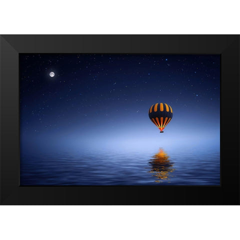 Air Ballon Black Modern Wood Framed Art Print by Hamiti, Bess