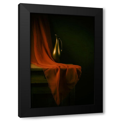Still Life With A Red Cloth Black Modern Wood Framed Art Print with Double Matting by magnola