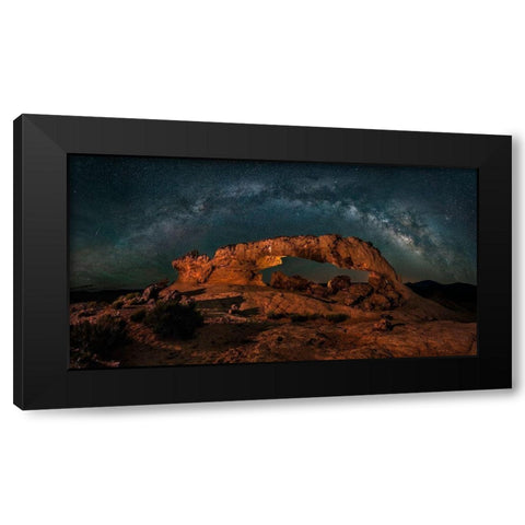 Milky Way Over The Sunset Arch Black Modern Wood Framed Art Print by Zhu, Hua