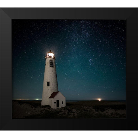 Great Point Light-Midnight Black Modern Wood Framed Art Print by Pilla, Scott