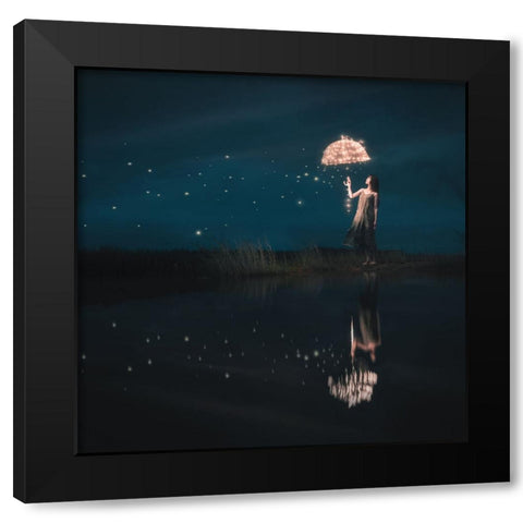 Starfall Black Modern Wood Framed Art Print by F, Terry
