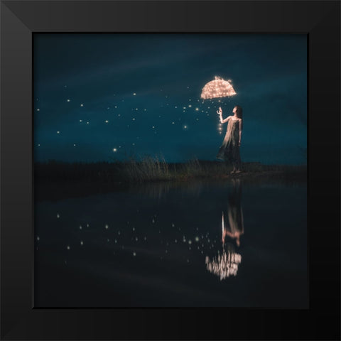 Starfall Black Modern Wood Framed Art Print by F, Terry