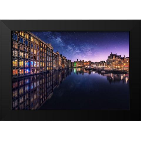 Galactic Damrak Black Modern Wood Framed Art Print by F. Turienzo, Carlos
