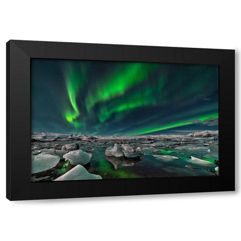 Ice Lake Black Modern Wood Framed Art Print by Zhu, Hua