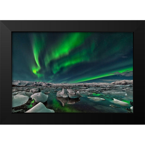Ice Lake Black Modern Wood Framed Art Print by Zhu, Hua