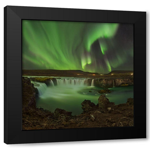 Waterfall Of Gods Black Modern Wood Framed Art Print by Smid Master, Jan