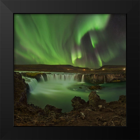 Waterfall Of Gods Black Modern Wood Framed Art Print by Smid Master, Jan