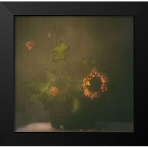 Tears Of Sunflower Black Modern Wood Framed Art Print by Devos, Delphine