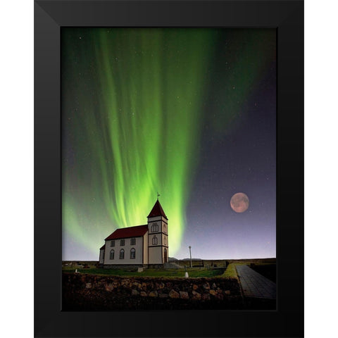 Holy Lights Black Modern Wood Framed Art Print by H. Ingibergsson, Torsteinn