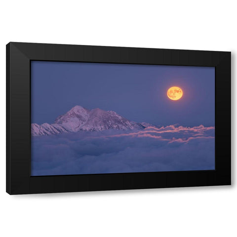 Super Moon Rises Black Modern Wood Framed Art Print by Krivec, Ales