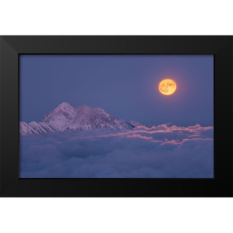 Super Moon Rises Black Modern Wood Framed Art Print by Krivec, Ales