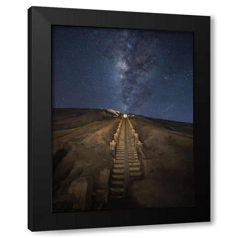 Reach The Stars Black Modern Wood Framed Art Print by Song, Gunarto