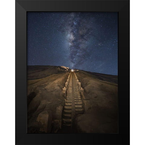 Reach The Stars Black Modern Wood Framed Art Print by Song, Gunarto