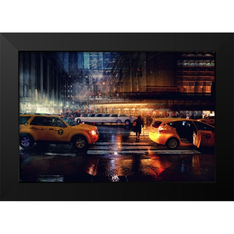 Taxi Black Modern Wood Framed Art Print by Della Latta, Massimo