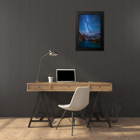 Moraine Lake Under The Night Sky Black Modern Wood Framed Art Print by Zheng, Michael