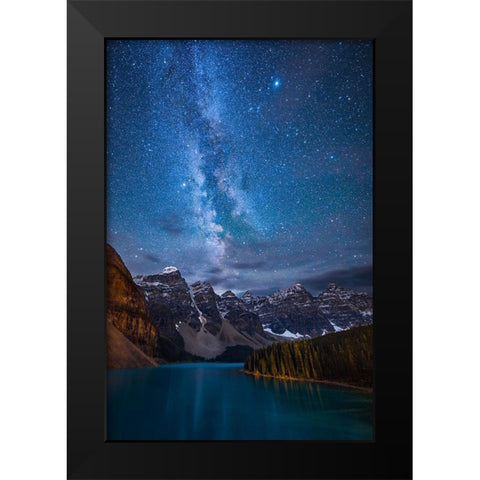 Moraine Lake Under The Night Sky Black Modern Wood Framed Art Print by Zheng, Michael
