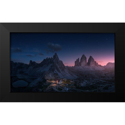 Drei Zinnen Black Modern Wood Framed Art Print by F. Turienzo, Carlos