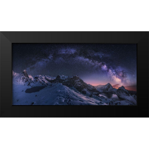 Entrelagos Black Modern Wood Framed Art Print by F. Turienzo, Carlos